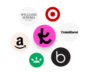 A graphic of The Knot logo surrounded by store logos including Williams Sonoma, Target, Amazon, Crate & Barrel, Pottery Barn and Bloomingdale’s.